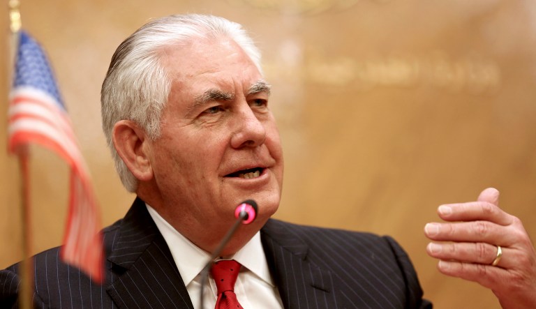 Rex Tillerson downplayed the significance of Trump's Jerusalem announcement, and emphasized that the policy change allows for the Israelis and Palestinians to negotiate key details. (AP Photo/Raad Adayleh)