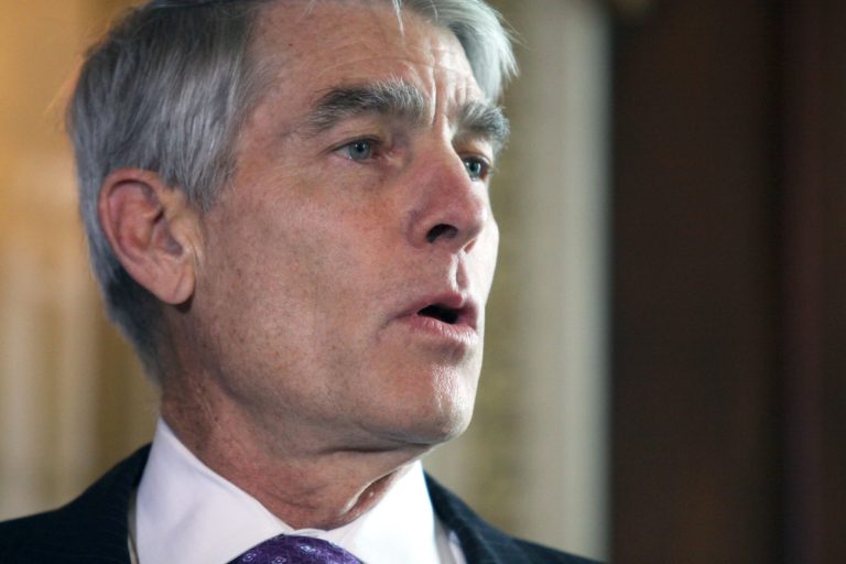 Sen. Mark Udall, D-Colo. speaks on Capitol Hill in Washington, Wednesday, July 9, 2014.  Udall, who was to appear with President Barack Obama in Denver at a Democratic fundraiser Wednesday, says he's too busy with legislative business in Washington to attend. (AP Photo/Lauren Victoria Burke)