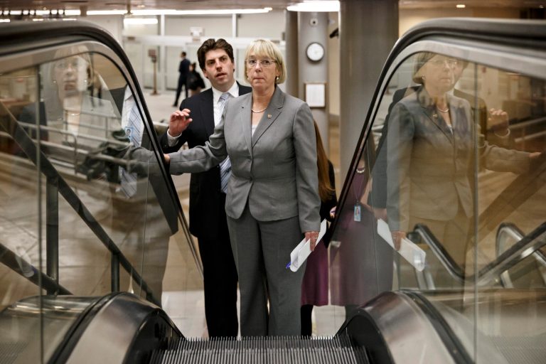 Senate Budget Committee Chairwoman Patty Murray, D-Wash., takes an escalator to the Senate for votes on nominations Dec. 16 at the Capitol in Washington. (AP/J. Scott Applewhite)