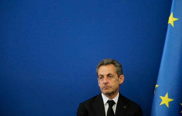 FILE - This March 10, 2014, file photo shows Former french President Nicolas Sarkozy during the inauguration of the Foundation Claude Pompidou in Nice, southeastern France. Former French President Nicolas Sarkozy has been detained and is reportedly being questioned by financial investigators in a corruption probe that is rattling Franceâs conservative political establishment. (AP Photo/Lionel Cironneau, File)