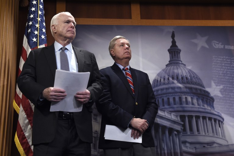 Their call to action comes as the House weighs a bill that would tighten already stringent U.S. sanctions against North Korea. (AP Photo/Susan Walsh)