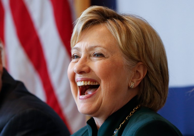 Democratic presidential candidate Hillary Clinton has a double-digit lead over Donald Trump in a hypothetical general election matchup. (AP Photo/Paul Sancya)