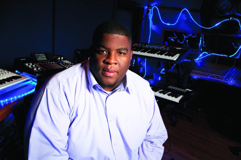 This Jan. 29, 2013 photo shows Grammy-nominated producer Salaam Remi posing for a portrait at his studio in New York. Remi, best known for his work with Amy Winehouse and Nas, is nominated for non-classical producer of the year at Sunday's Grammy Awards. Last year, his production credits include songs on Nas' 