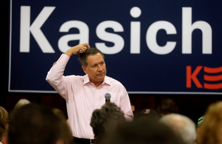 A television ad in South Carolina and Nevada touts Kasich's record as Ohio's three-term governor and flaunts his bipartisan credentials. (AP Photo/Steven Senne)