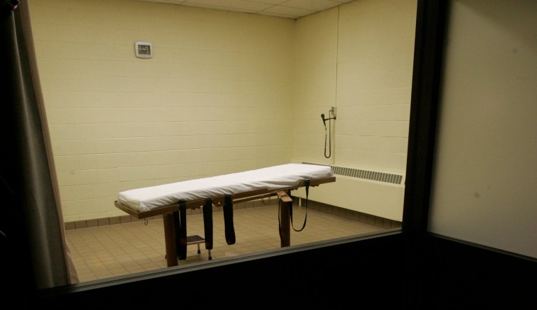 This Nov. 5, 2005 file photo, shows the death chamber at the Southern Ohio Corrections Facility in Lucasville, Ohio. (AP Photo/Kiichiro Sato, File)