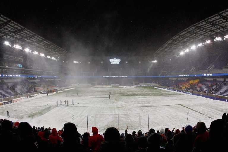 Mike Stobe/Getty Images for New York Red Bulls
A snow storm postponed Wednesday's scheduled playoff game between D.C. United and the New York Red Bulls. 
