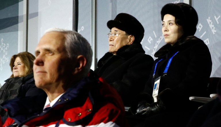 Kim Yo Jong, sister of North Korean leader Kim Jong Un, and North Korea's nominal head of state, Kim Yong Nam, sat directly behind Vice President Mike Pence at the opening ceremony of the 2018 Winter Olympics in Pyeongchang, South Korea. (AP Photo/Patrick Semansky, Pool)