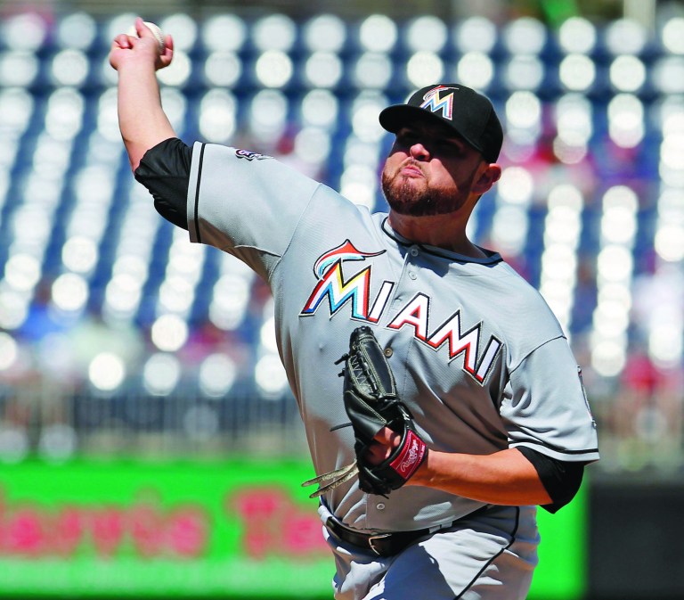 Alex Brandon/AP
Miami Marlins pitcher Ricky Nolasco struck out six and allowed four hits against the Washington Nationals on Sunday.