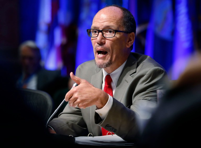 Labor Secretary Tom Perez was grilled Thursday over the impact that the Obama administration's upcoming rule that would expand who qualifies for overtime would have on higher education. (AP Photo/Steve Helber)