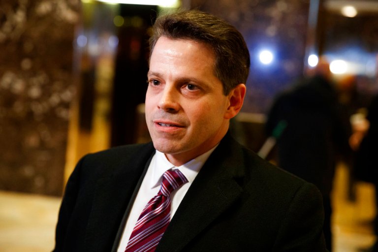 FILE - In this Jan. 13, 2017 file photo, Anthony Scaramucci, a senior adviser to President-elect Donald Trump, talks to reporters in the lobby of Trump Tower in New York. CNN isn't commenting Monday, June 26, as to what led it to retract a story about a supposed investigation into a pre-inaugural meeting between an associate of Trump and the head of a Russian investment fund. The story posted Thursday on CNN's website said Senate investigators are looking into the meeting between Scaramucci and Kirill Dmitriev, whose Russian Direct Investment Fund guides investments by U.S. entities in Russia. Scaramucci, in the story, said he exchanged pleasantries in a restaurant with Dmitriev. (AP Photo/Evan Vucci, File)