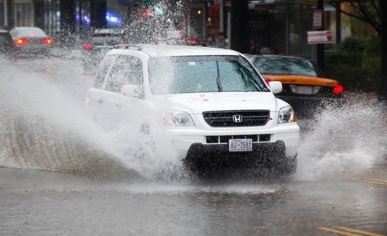Flooding along the 3100 block of Connecticut Avenue NW in D.C. during Hurricane Sandy (Graeme Jennings/Examiner)
