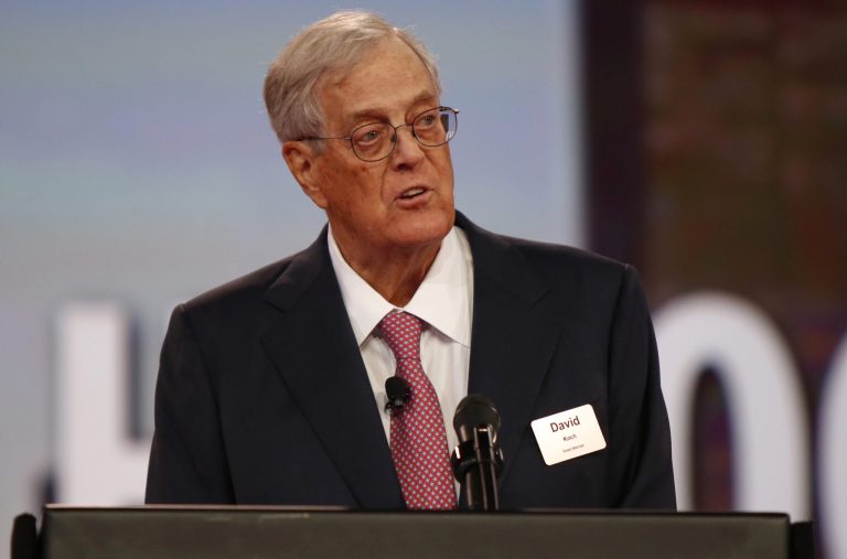 Chairman of the board of Americans for Prosperity David KochÂ recalled his brush with death in a 1991 plane crash he narrowly survived, noting he believed he was spared for a purpose.Â (AP Photo/Paul Vernon)