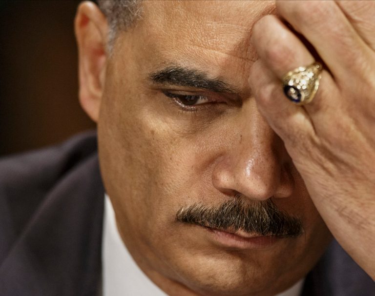 Attorney General Eric Holder pauses while testifying on Capitol Hill in Washington on Jan. 29 before the Senate Judiciary Committee hearing oversight hearing on the Justice Department. Holder was hospitalized on Feb. 27 after experiencing 