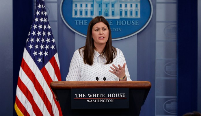 White House deputy press secretary Sarah Sanders said, "I don't think that the president has ever been someone who gets attacked and doesn't push back." (AP Photo/Evan Vucci)