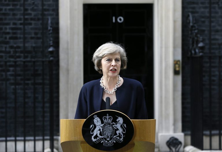 British Prime Minister Theresa May decided to get rid of the Department of Energy and Climate Change and turn its duties over to the Department of Business, Energy and Industrial Strategy. (AP Photo)