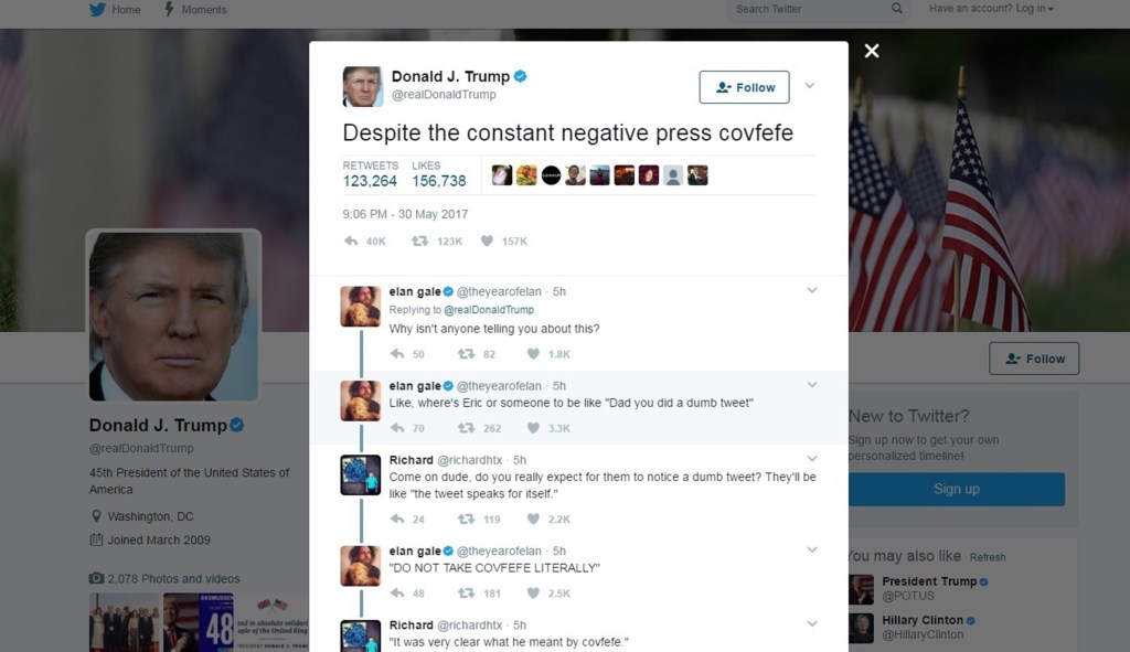Hail the covfefe in chief