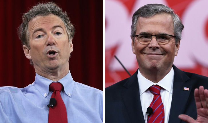 Sen. Rand Paul called out former Florida Gov. Jeb Bush Sunday over his stance on marijuana. (Getty Images photos)