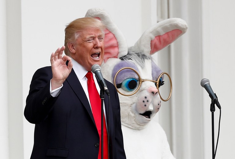 Trump attended Easter services this weekend, contrary to a widely shared tweet from a New York pollster. (AP Photo/Carolyn Kaster)