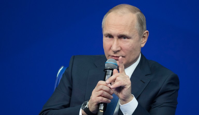 Russian President Vladimir Putin said his government was not planning retaliation against the U.S. despite being unhappy with the list.
			(AP Photo/Pavel Golovkin)