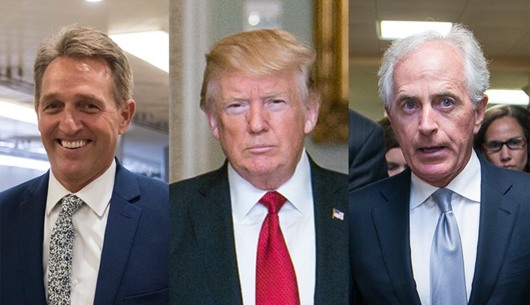 Both Republican Sens. Jeff Flake of Arizona and Bob Corker of Tennessee pitted themselves against President Trump, but only when emboldened by the prospect of leaving office.