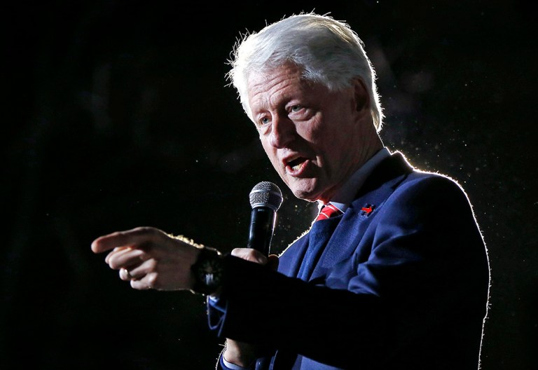 Bill Clinton put his wife Hillary's campaign in a tight spot late Tuesday when the former president was caught speaking with voters inside a Boston, Mass., polling center, according to a source. (AP File Photo/Gerald Herbert)