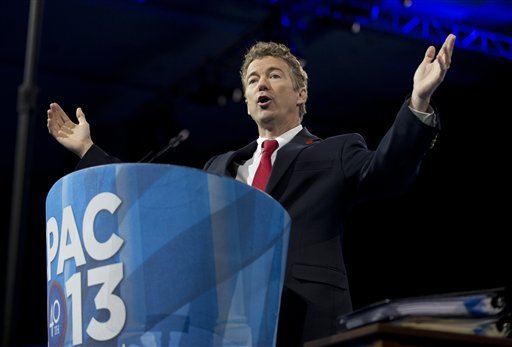 Sen. Rand Paul, R-Ky., speaks at the 40th annual Conservative Political Action Conference in National Harbor, Md., Thursday, March 14, 2013.  (AP Photo/Manuel Balce Ceneta)