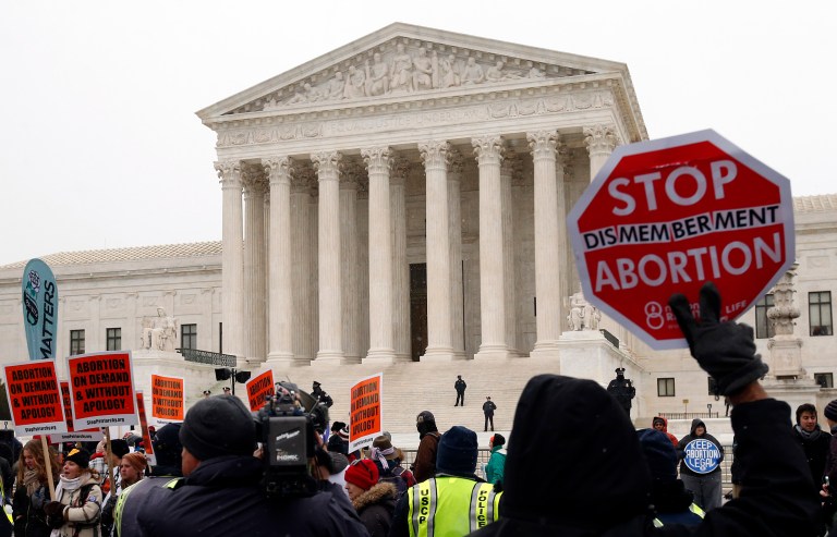 Hundreds of thousands of anti-abortion advocates march each anniversary of that ruling up Constitution Avenue, past the Capitol, and to the Supreme Court to protest this morally and legally abhorrent, arrogant decision. (AP Photo/Alex Brandon)