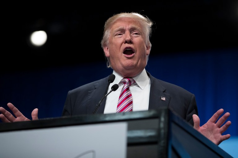 Donald Trump on Wednesday suggested that hackers help the FBI investigate Hillary Clinton and her deleted emails. (AP Photo/Evan Vucci)