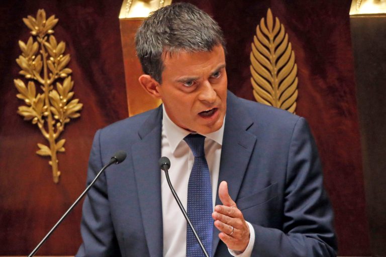 French Prime Minister Manuel Valls delivers his speech at the National Assembly in Paris, France, Tuesday, Sept. 16, 2014. France's prime minister faces a confidence vote in a parliament increasingly frustrated with unpopular President Francois Hollande's handling of the economy, including dissidents within his Socialist Party. (AP Photo/Francois Mori)