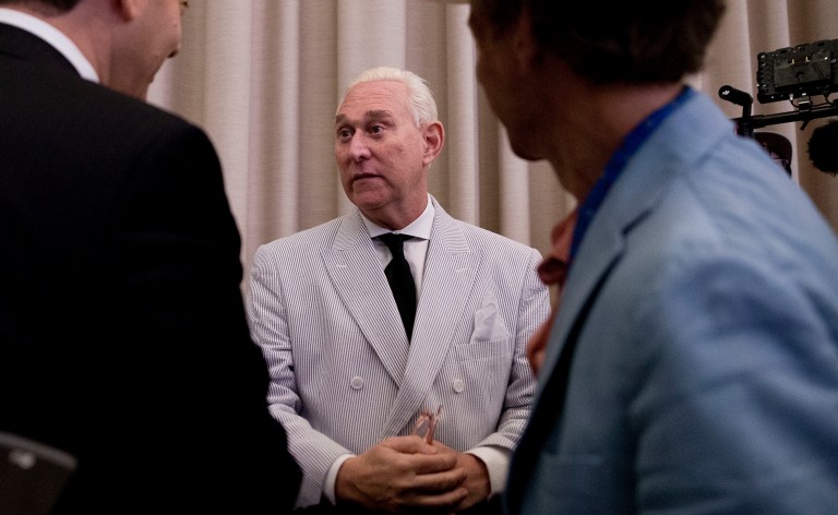 Roger Stone claims he was not colluding with the Russians in any way in his communications with Guccifer 2.0. (AP Photo/Mary Altaffer)