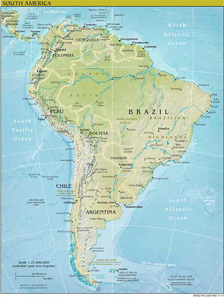 Map of South America from CIA.gov