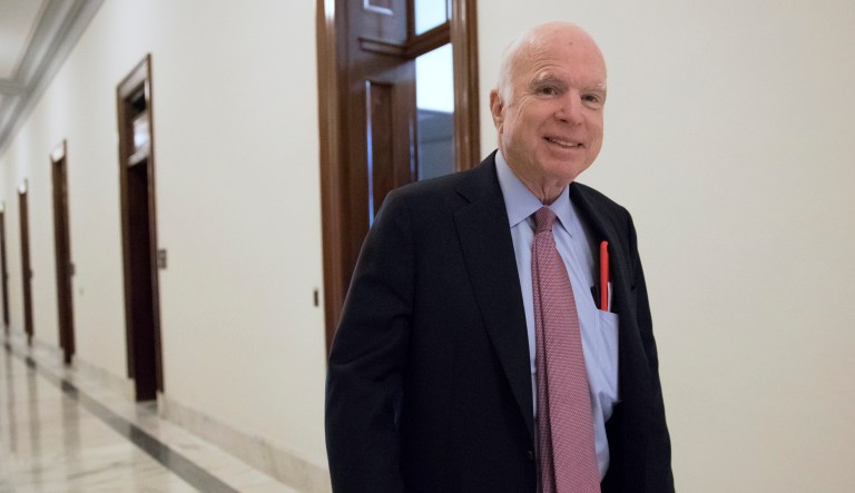 Sen. John McCain, R-Ariz., will undergo radiation and chemotherapy near Washington, D.C., 