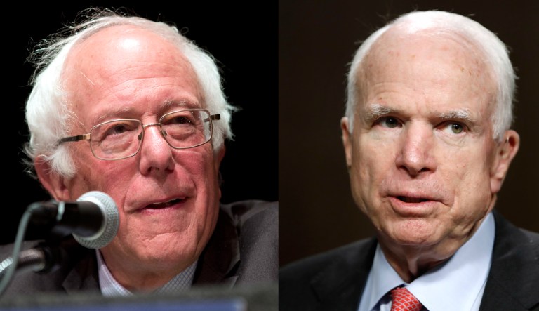Sanders said McCain, who said Friday he would oppose the Republicans' Obamacare overhaul bill, was the 