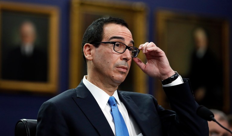 Treasury Secretary Steven Mnuchin watched Monday's total solar eclipse from the top of Fort Knox. (AP Photo/Alex Brandon)