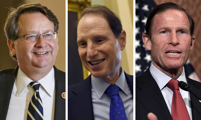 Sens. Gary Peters of Michigan, Ron Wyden of Oregon, and Richard Blumenthal of Connecticut all announced that they would support the nuclear agreement. (AP file photos)
