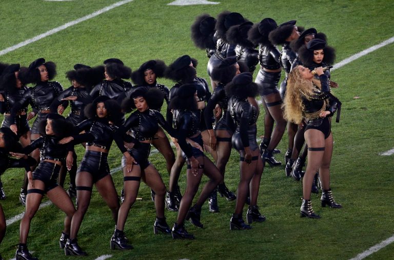 Beyoncé performs during halftime of the NFL Super Bowl 50. (AP Photo/Charlie Riedel)