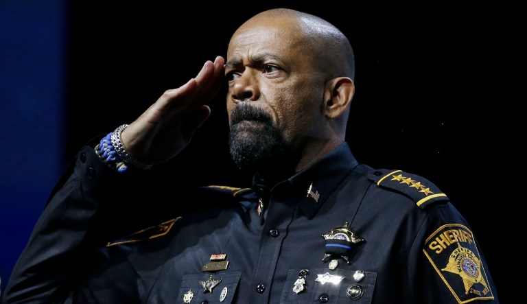 David Clarke has resigned from his position as sheriff of Milwaukee County, Wis. (AP Photo/Mark Humphrey)