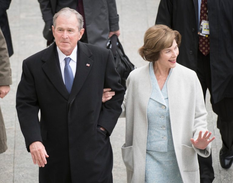 Former President George W. Bush is criticizing President Donald Trump's first month in office, though he remains optimistic about the future. (Jack Gruber/Pool Photo via USA TODAY NETWORK ORG XMIT: USATSI-357229)