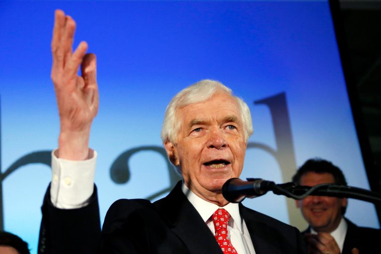 Sen. Thad Cochran, R-Miss., addresses supporters and volunteers at his runoff election victory party Tuesday at the Mississippi Children's Museum in Jackson, Miss (AP/Rogelio V. Solis)