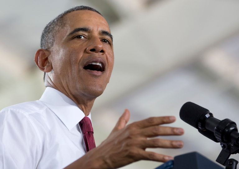 President Obama speaks about the economy, jobs and manufacturing on Wednesday at North Carolina State University in Raleigh, N.C. (AP Photo/Carolyn Kaster)