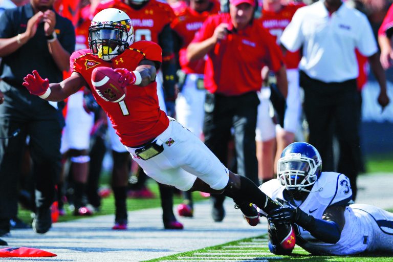 Patrick Semansky/AP
Maryland wide receiver Stefon Diggs averages 13.8 yards on 11 punt resturns and 24.6 on five kickoff returns.