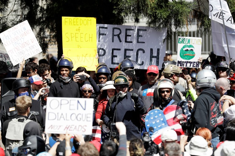 There has been plenty of recent analysis devoted to today's age of rage on campus. Much of it focuses on the left's reaction to Trump-style populism. (AP Photo/Marcio Jose Sanchez)