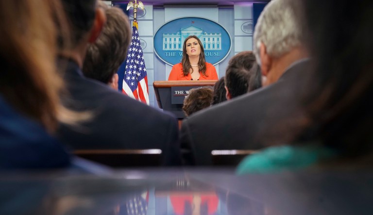 Sanders was asked whether President Trump believes special counsel Robert Mueller's probe into Russian meddling in the 2016 election is a waste of money. (AP Photo/Pablo Martinez Monsivais)