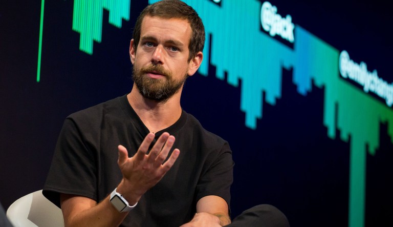 Jack Dorsey, co-founder and chief executive officer of Twitter Inc., speaks during an interview in New York, U.S., on Monday, May 1, 2017. Twitter announced a partnership with Bloomberg LP to deliver 24/7 live streaming news program.