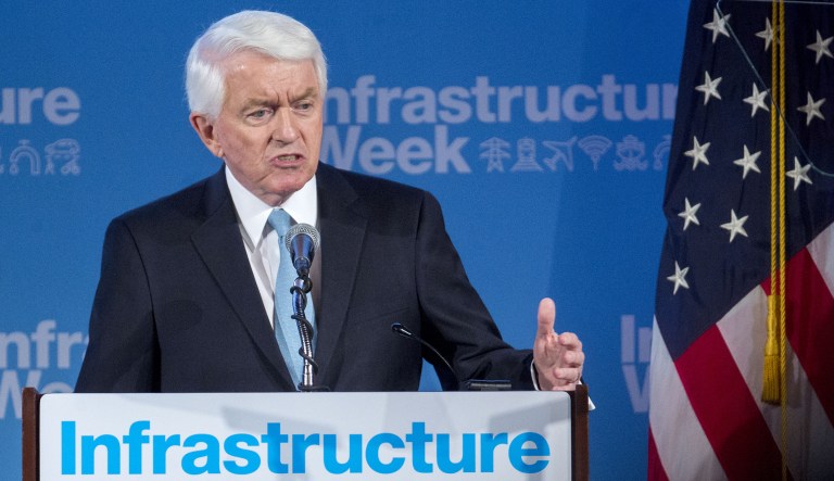 Tom Donohue, president and chief executive officer of the U.S. Chamber of Commerce, speaks during the Infrastructure Week kickoff event at the U.S. Chamber of Commerce in Washington, D.C., U.S., on Monday, May 15, 2017.