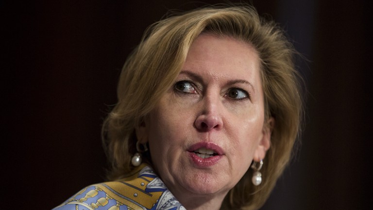 Mira Ricardel speaks during a Senate Banking confirmation hearing.
