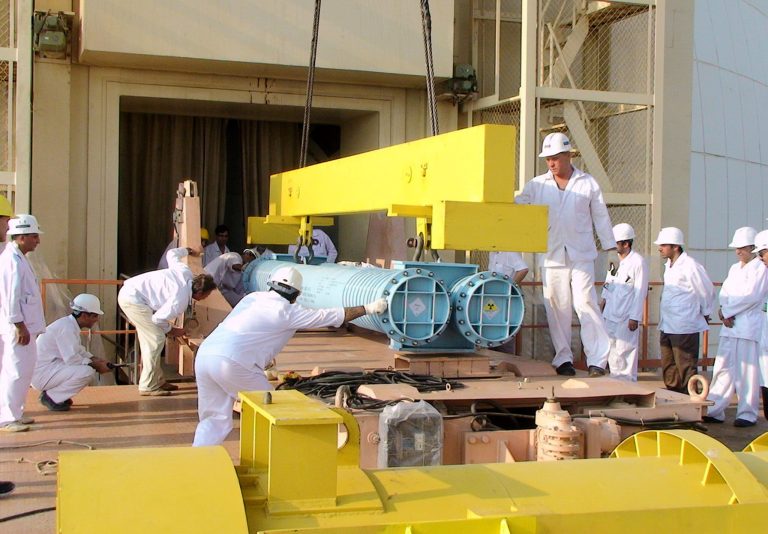 This handout image supplied by the IIPA (Iran International Photo Agency) shows a view of the reactor building at the Russian-built Bushehr nuclear power plant as the first fuel is loaded, on August 21, 2010 in Bushehr, southern Iran. (Photo by IIPA via Getty Images)