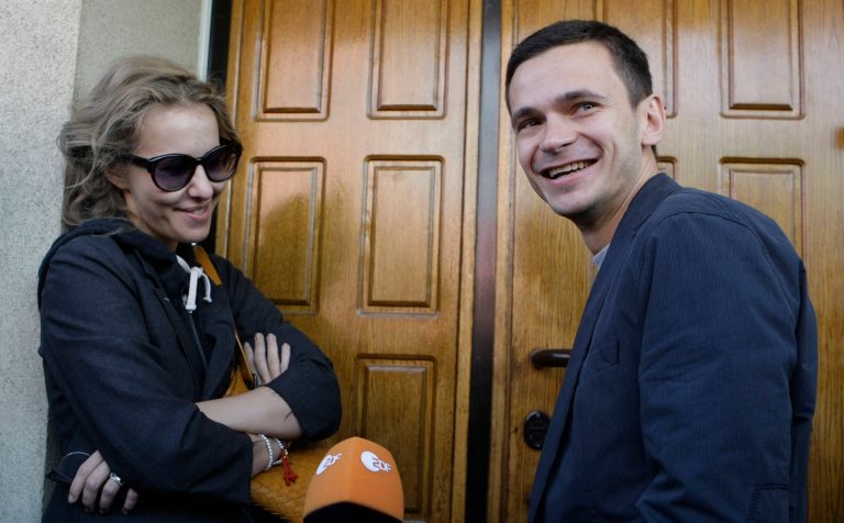   In this Tuesday June 12, 2012 photo Russian opposition activist and television host Kseniya Sobchak, daughter of the late St. Petersburg mayor Anatoly Sobchak, left, and opposition leader Ilya Yashin smile as they speak to the press at the headquarters of the Russian Investigation committee in Moscow, Russia. âIâm Ksenia Sobchak, and Iâve got something to lose. But Iâm here.â This is what the 30-year-old blond socialite and TV personality said when she began her unlikely foray into political activism by taking the stage at a huge anti-Putin rally in December. Once considered untouchable because of her familyâs close personal ties to President Vladimir Putin, Sobchak has since found that she does indeed have something to lose, as her apartment has been raided by police and she has been called in for interrogation. It has been a quick change of fortune for Russiaâs It Girl, who like many Russians of her generation experienced a civic awakening after many years of political passivity. (AP Photo/Mikhail Metzel)  