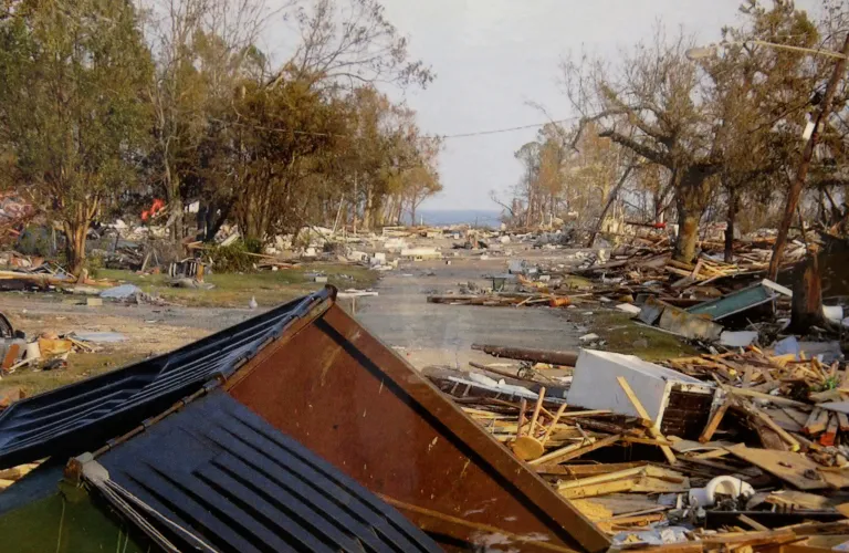 Mayor David Garcia shows downtown Waveland, Miss. after Hurricane Katrina devastated the town in 2005. (AP Photo/Courtesy of David Garcia)