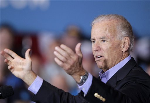 Vice President Joe Biden speaks in Council Bluffs, Iowa, Thursday, Oct. 4, 2012. (AP Photo/Nati Harnik)